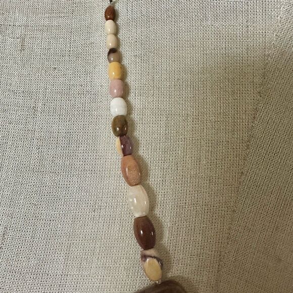 Polished Jasper stone statement necklace sterling silver clasp - Picture 5 of 13